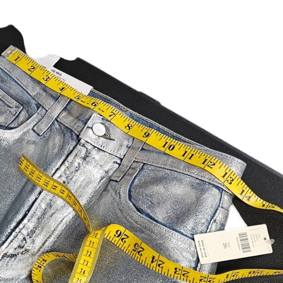 Joe's Jeans Mia Foil High-Rise Wide-Leg Jeans, Party Indigo, Metallic, Size 26 - Picture 4 of 10